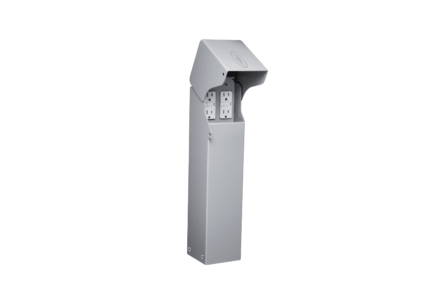 Low-profile Flush Hinge-Top Power Pedestal, Surface Mount, UL