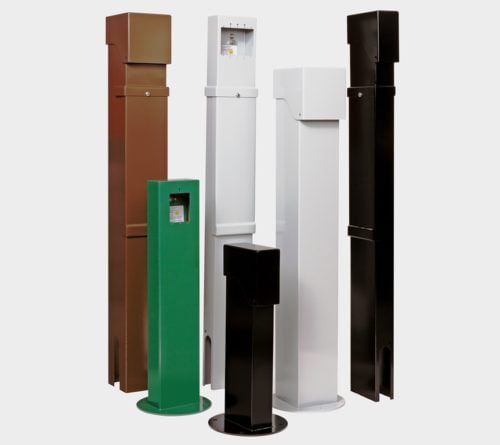 PEDOC Power green, brown, black, white, outdoor electrical power pedestals bollard